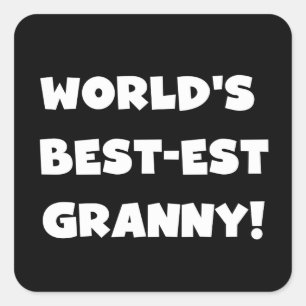 World's Best Granny White Text Tshirts Gifts Fyrkantigt Klistermärke