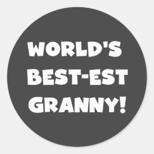 World's Best Granny White Text Tshirts Gifts Runt Klistermärke