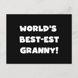 World's Best Granny White Text Tshirts Gifts Vykort