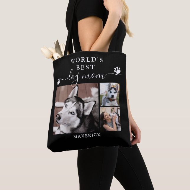 Worlds Best Hund Mamma Tass avtryck Script 3 Photo Tygkasse (Närbild)