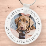 World's Best Hund Pappa Elegant Simple Anpassnings Nyckelring<br><div class="desc">Den här enkla och klassiska designen består av serif-typografi och lägger till ett anpassningsbar-foto.</div>