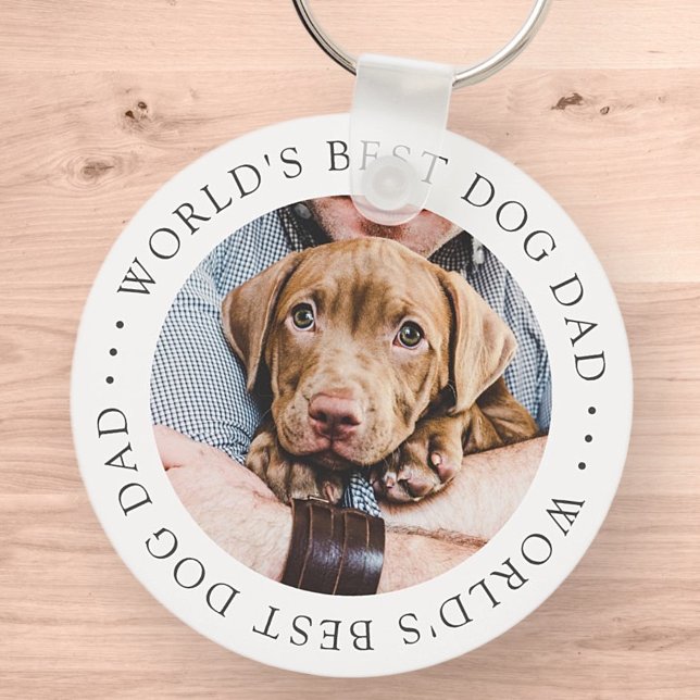 World's Best Hund Pappa Elegant Simple Anpassnings Nyckelring (Skapare uppladdad)