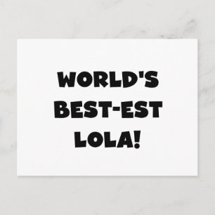 World's Best Lola Black and White Tshirts Gift Vykort
