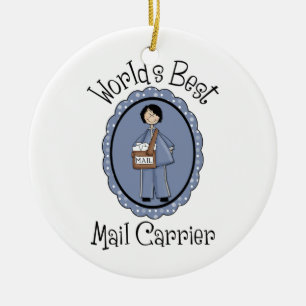 World's Best Mail Carrier Female Gifts and Tees Julgransprydnad Keramik