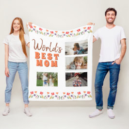 World's Best Mamma Flowers Blommigt Mor's Day Phot Fleecefilt