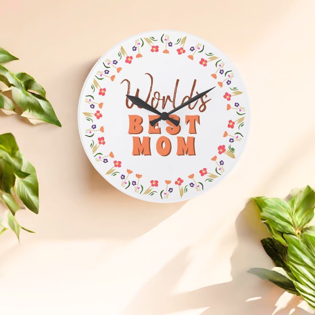 World's Best Mamma Flowers Blommigt Mor's Day Stor Klocka (Skapare uppladdad)