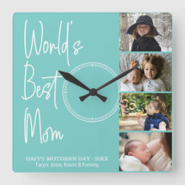 World's Best Mamma Mors dag Photo Square Wall Cl Fyrkantig Klocka