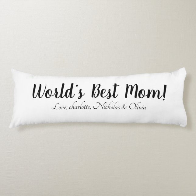 World's Best Mamma svartvita anpassningsbar-skript Kroppskudde (Framsidan)