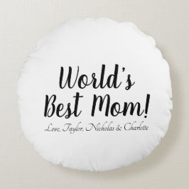 World's Best Mamma svartvita anpassningsbar-skript Rund Kudde