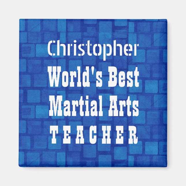 World's Best Martial Arts Teacher Blue Bricks A01A Magnet (Framsidan)