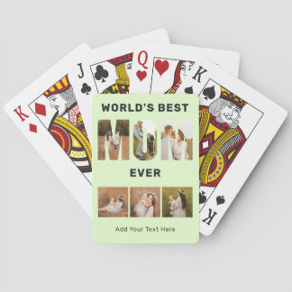 World's Best Mom Custom 6 Photo Green Casinokort