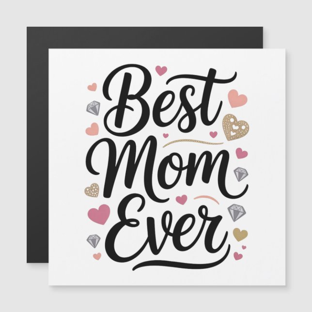World's Best Mom Diamonds Magnetic Card (Fram/baksida)
