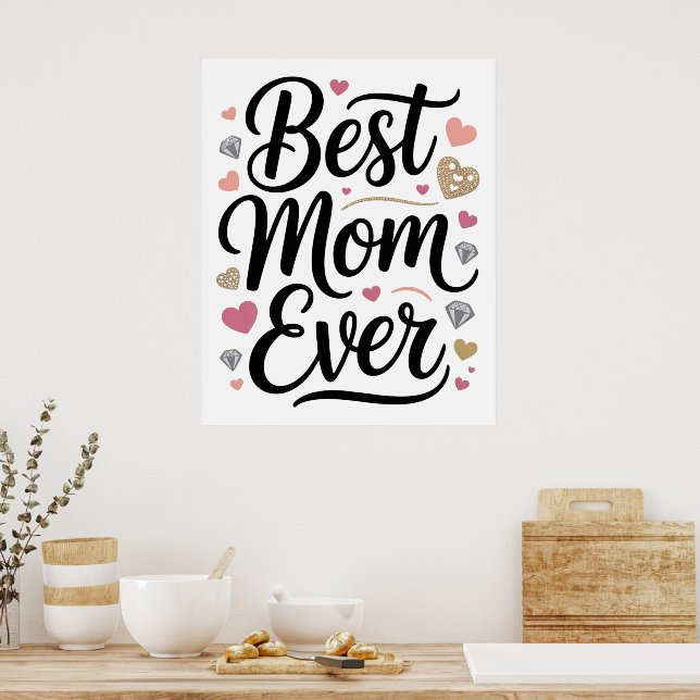 World's Best Mom Diamonds Personalized Poster (Kök)
