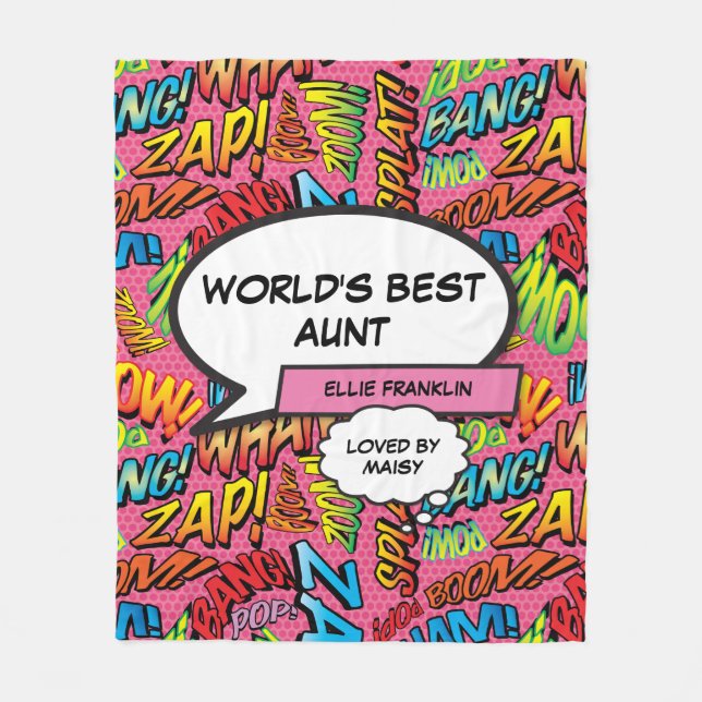 World's Best Moster Auntie Coola Roligt Tecknad Bo Fleecefilt (Framsidan)