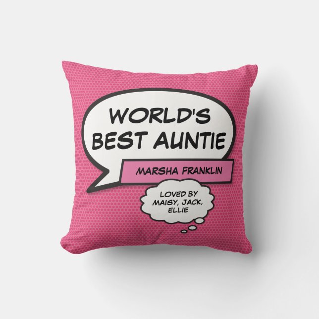 World's Best Moster Auntie Coola Roligt Tecknad Gi Kudde (Framsida)