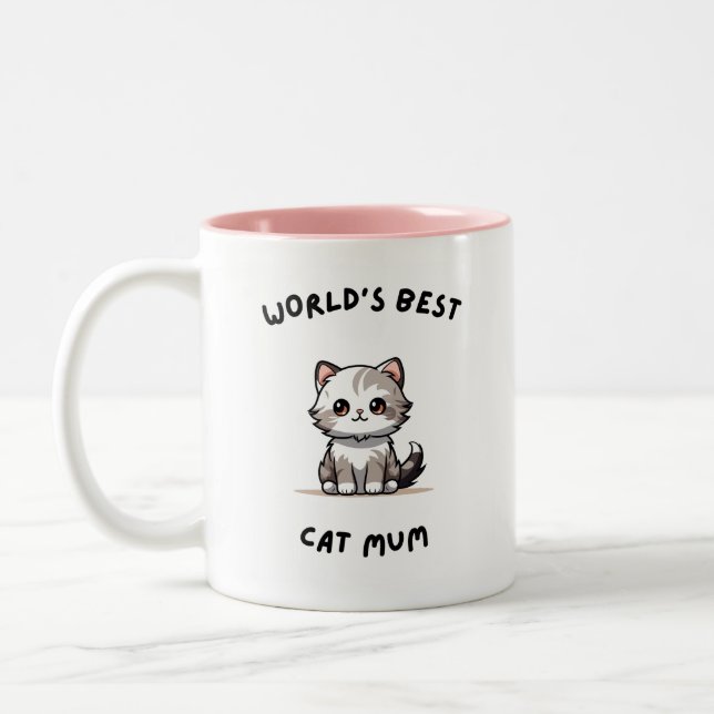 World's best mum- cat lovers gift Två-Tonad mugg (Vänster)