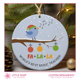 Worlds Best Music Teacher Singing Bird Personalize Julgransprydnad Keramik