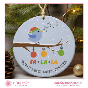 Worlds Best Music Teacher Singing Bird Personalize Julgransprydnad Keramik