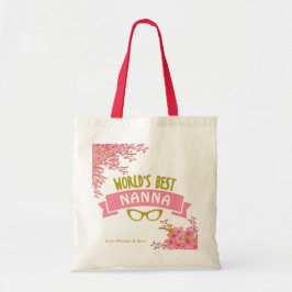 World's Best Nanna Snyggt Rosa Blommigt Tote Bag Tygkasse
