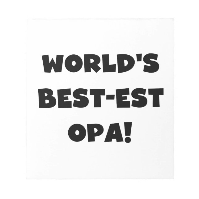 World's Best Opa Black Text T-shirts and Gifts Anteckningsblock (Framsida)