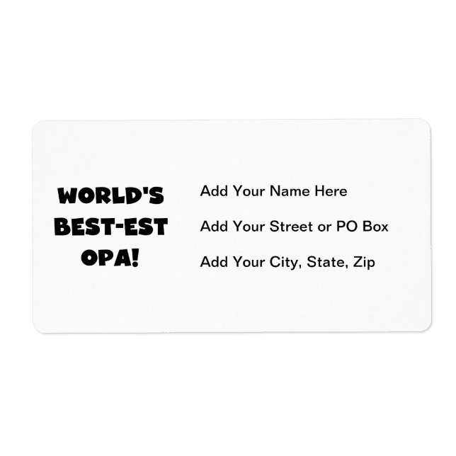 World's Best Opa Black Text T-shirts and Gifts Fraktsedel (Framsidan)