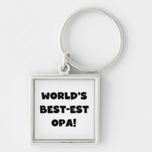 World's Best Opa Black Text T-shirts and Gifts Fyrkantig Silverfärgad Nyckelring