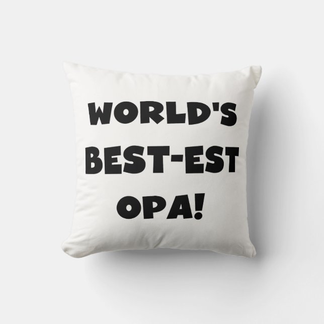 World's Best Opa Black Text T-shirts and Gifts Kudde (Framsida)