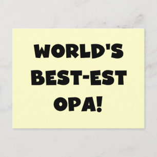 World's Best Opa Black Text T-shirts and Gifts Vykort