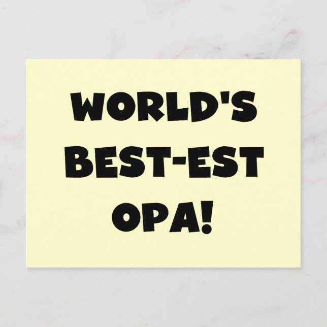 World's Best Opa Black Text T-shirts and Gifts Vykort (Framsida)