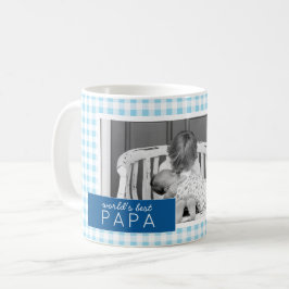 World's Best pappa Gingham Personlig Photo Kaffemugg