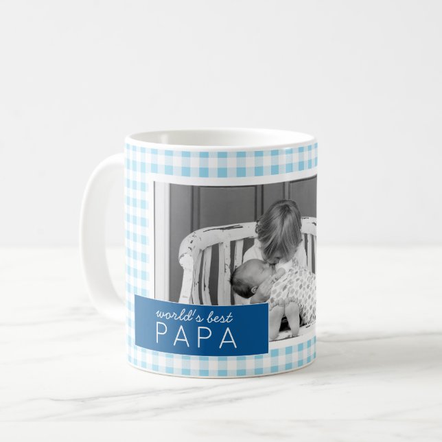 World's Best pappa Gingham Personlig Photo Kaffemugg (Framsida vänster)