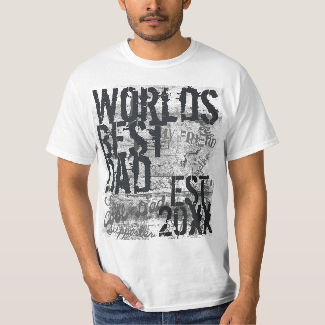 World's Best Pappa Grunge Graffitti Text 2014 Tshi T-shirt (Framsida)