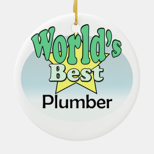 World's best Plumber Julgransprydnad Keramik (Baksidan)