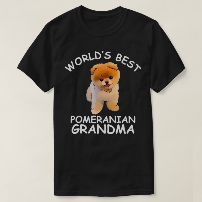 Worlds Best Pomeranian Grandma Funny Granddog Hund T Shirt (Design framsida)