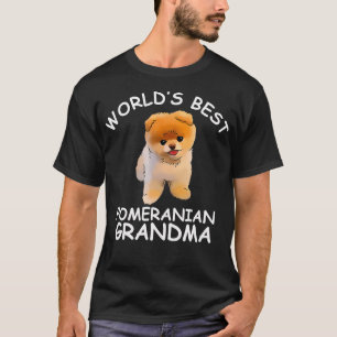 Worlds Best Pomeranian Grandma Funny Granddog Hund T Shirt