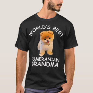 Worlds Best Pomeranian Grandma Funny Granddog Hund T Shirt