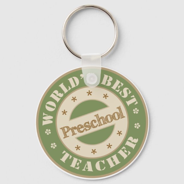 Worlds Best Preschool Teacher Nyckelring (Framsida)