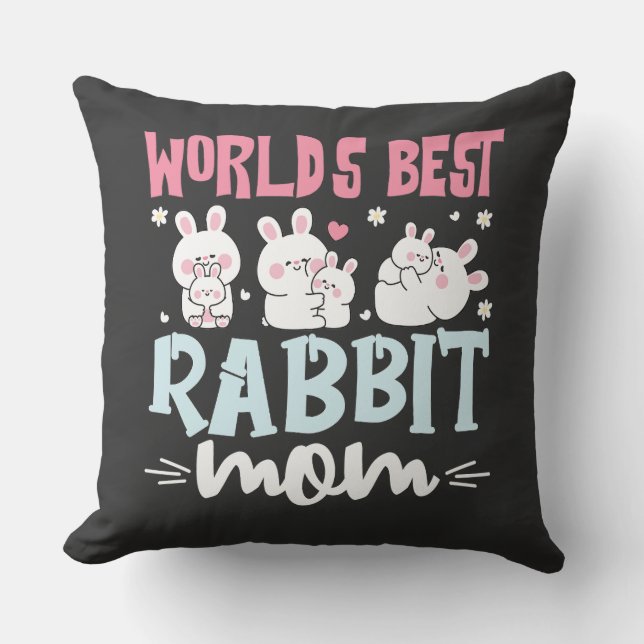 World's Best Rabbit Mom Decorative Throw Pillow Kudde (Framsida)