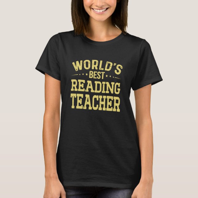 World's Best Reading Teacher Job Title Reading Tea T Shirt (Framsida)