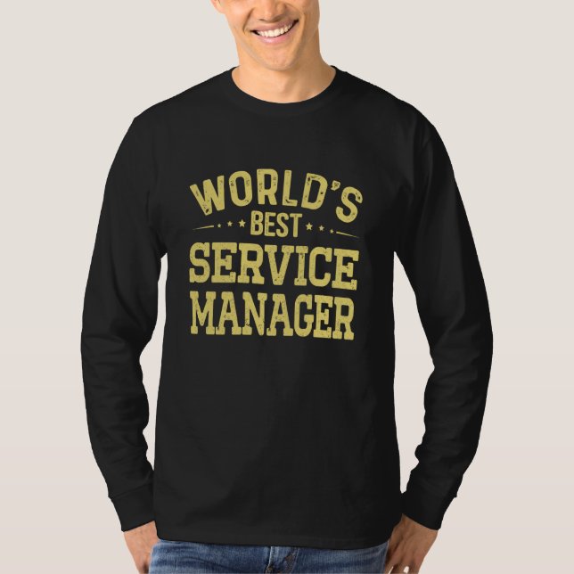World's Best Service Manager Job Title Service Man T Shirt (Framsida)