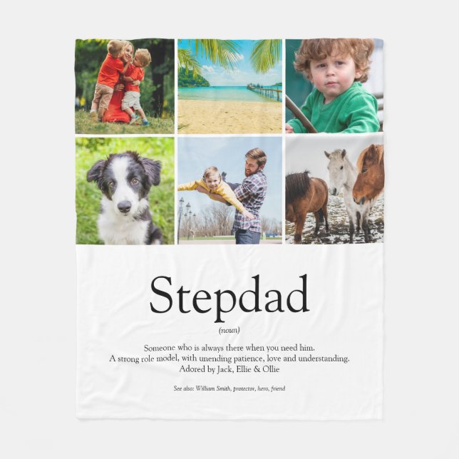 World's Best Stepfather Stepdad Definition 6 Photo Fleecefilt (Framsidan)