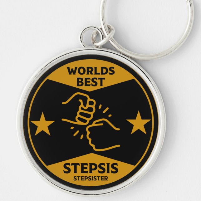 Worlds Best Stepsyster Rund Silverfärgad Nyckelring (Framsidan)