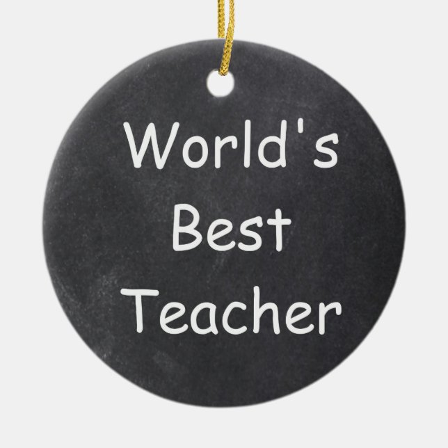 World's Best Teacher Chalkboard Design Gift Idea Julgransprydnad Keramik (Framsidan)