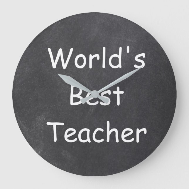 World's Best Teacher Chalkboard Design Gift Idea Stor Klocka (Framsida)