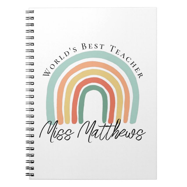 Worlds Best Teacher Elementary Rainbow Anteckningsbok (Framsidan)