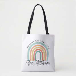 Worlds Best Teacher Kindergarten Rainbow Gift Tygkasse