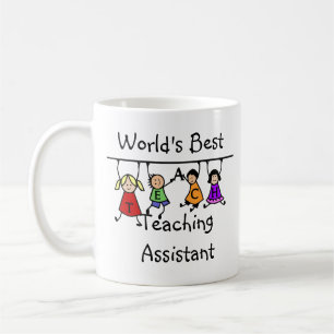 World's Best Teaching Assistant with Kids Tecknad Kaffemugg