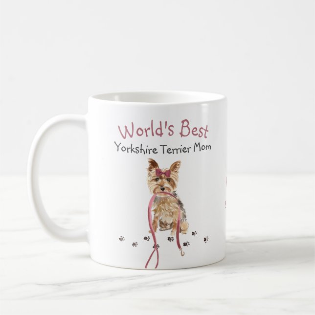 World's Best Yorkshire Terrier Mamma Namn Watercol Kaffemugg (Vänster)