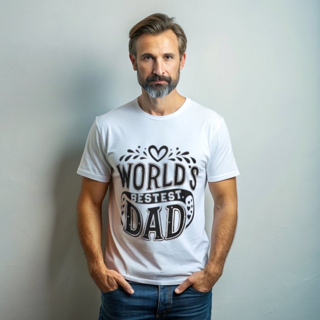 World's Bestest Pappa Heartfilt Typography T-Shirt (Skapare uppladdad)