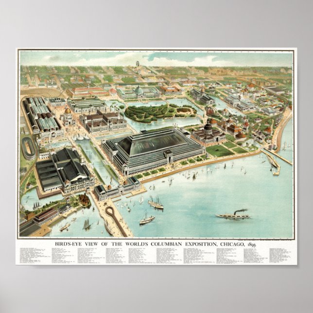 World's Columbian Exposition Bird's Öga View Poster (Framsidan)
